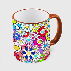 Кружка 3D Цветы Takashi Murakami, цвет: 3D-оранжевый кант