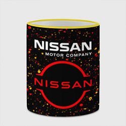 Кружка 3D NISSAN - Брызги, цвет: 3D-желтый кант — фото 2