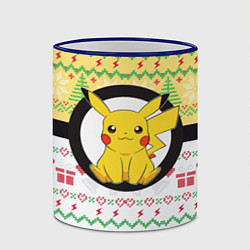 Кружка 3D Новогодний Пикачу Pokemon, цвет: 3D-синий кант — фото 2