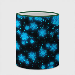 Кружка 3D НОВОГОДНИЕ НЕОНОВЫЕ СНЕЖИНКИ 2022 НОВЫЙ ГОД, цвет: 3D-зеленый кант — фото 2