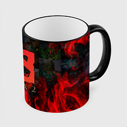 Кружка 3D DOTA 2 ЛОГО В ОГНЕ, ПЕРСОНАЖИ, цвет: 3D-черный кант