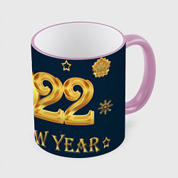 Кружка 3D Happy New Year 2022!, цвет: 3D-розовый кант