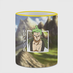 Кружка 3D Ван-Пис One Piece, Зоро Ророноа Zoro Roronoa, цвет: 3D-желтый кант — фото 2