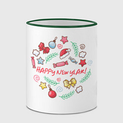 Кружка 3D Happy New Year * С Новым Годом *, цвет: 3D-зеленый кант — фото 2