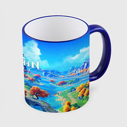 Кружка 3D МИР ГЕНШИН ИМПАКТ WORLD GENSHIN IMPACT, цвет: 3D-синий кант