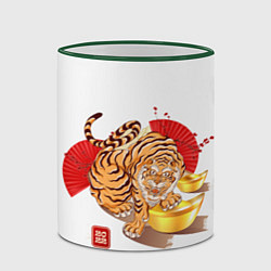 Кружка 3D Золотой тигр 2022 Tigr, цвет: 3D-зеленый кант — фото 2
