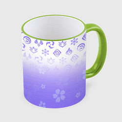 Кружка 3D GENSHIN IMPACT SYMBOL PATTERN SAKURA САКУРА, цвет: 3D-светло-зеленый кант