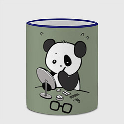 Кружка 3D Панда красит глаза, цвет: 3D-синий кант — фото 2