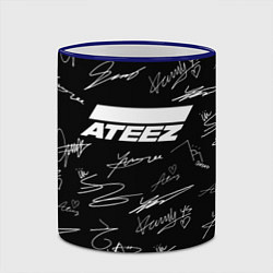 Кружка 3D ATEEZ БЕЛЫЕ АВТОГРАФЫ УЗОР, цвет: 3D-синий кант — фото 2