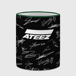 Кружка 3D ATEEZ БЕЛЫЕ АВТОГРАФЫ УЗОР, цвет: 3D-зеленый кант — фото 2