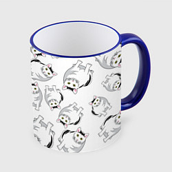 Кружка 3D КОТИКИ МЕМ МЯУ, цвет: 3D-синий кант