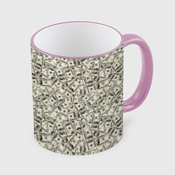 Кружка 3D Доллары Dollars, цвет: 3D-розовый кант