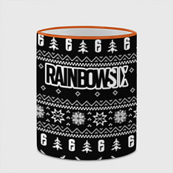 Кружка 3D ЧЁРНЫЙ СВИТЕР RAINBOW SIX SIEGE НОВОГОДНИЙ 2022, цвет: 3D-оранжевый кант — фото 2