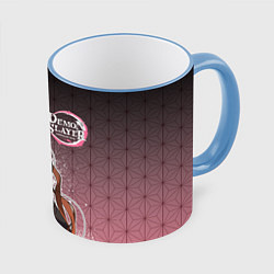 Кружка 3D НЕЗУКО NEZUKO SLAYER, цвет: 3D-небесно-голубой кант