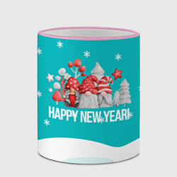 Кружка 3D Happy New Year Новогодние гномы, цвет: 3D-розовый кант — фото 2
