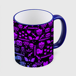 Кружка 3D UNDERTALE NEON PATTERN УЗОР, цвет: 3D-синий кант