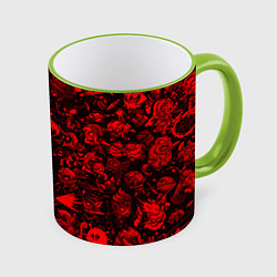 Кружка 3D DOTA 2 HEROES RED PATTERN ДОТА 2, цвет: 3D-светло-зеленый кант