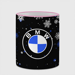 Кружка 3D НОВОГОДНИЙ БМВ НОВЫЙ ГОД BMW, цвет: 3D-розовый кант — фото 2