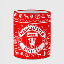 Кружка 3D FC Manchester United: Новогодний узор, цвет: 3D-красный кант — фото 2