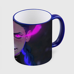 Кружка 3D League Of Legends Arcane ДЖИНКС Jinx Powder, цвет: 3D-синий кант