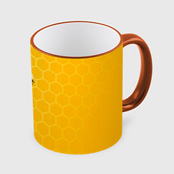 Кружка 3D Любишь мед, люби и пчелок, цвет: 3D-оранжевый кант