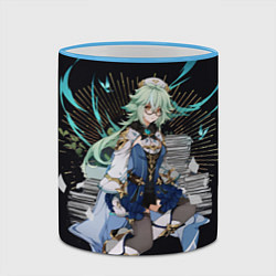 Кружка 3D Сахароза Сухроза с книгами Геншин Импакт Sucrose, цвет: 3D-небесно-голубой кант — фото 2