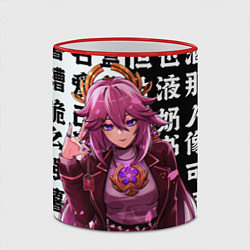 Кружка 3D Яэ Мико стильная Геншин Импакт Genshin Impact, цвет: 3D-красный кант — фото 2