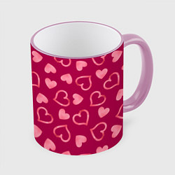 Кружка 3D Паттерн сердечки, цвет: 3D-розовый кант