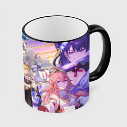 Кружка 3D Genshin Impact - Арка Инадзумы, цвет: 3D-черный кант