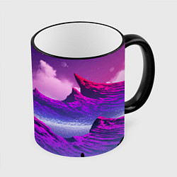 Кружка 3D Горы Закат Аниме, цвет: 3D-черный кант