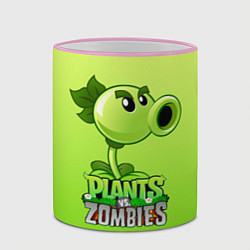 Кружка 3D Plants vs Zombies - Горохострел, цвет: 3D-розовый кант — фото 2