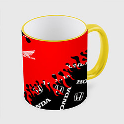Кружка 3D Honda нарисованный огонь, цвет: 3D-желтый кант