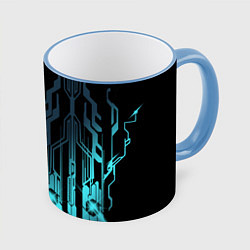 Кружка 3D CYBERPUNK 2077 Логотип, цвет: 3D-небесно-голубой кант
