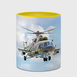 Кружка 3D Многоцелевой вертолёт МИ-8, цвет: 3D-белый + желтый — фото 2