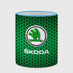 Кружка 3D Skoda - Неоновые соты, цвет: 3D-небесно-голубой кант — фото 2