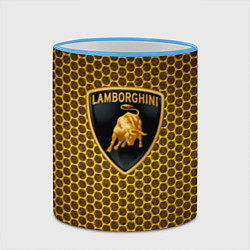 Кружка 3D Lamborghini gold соты, цвет: 3D-небесно-голубой кант — фото 2