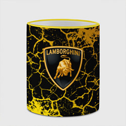 Кружка 3D Lamborghini золотые трещины, цвет: 3D-желтый кант — фото 2