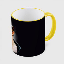 Кружка 3D David Bowie Smoking, цвет: 3D-желтый кант