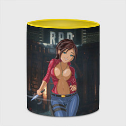 Кружка 3D Claire Redfield from Resident Evil 2 remake by sex, цвет: 3D-белый + желтый — фото 2