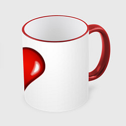 Кружка 3D Сердце большое мультяшное, цвет: 3D-красный кант