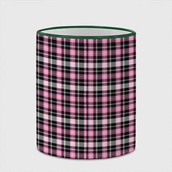 Кружка 3D Шотландская клетка Tartan scottish роз-черно-бел, цвет: 3D-зеленый кант — фото 2