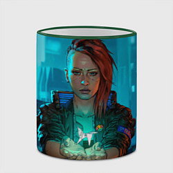 Кружка 3D Vi girl cyberpunk 2077, цвет: 3D-зеленый кант — фото 2