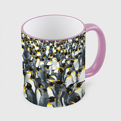 Кружка 3D Пингвины Penguins, цвет: 3D-розовый кант