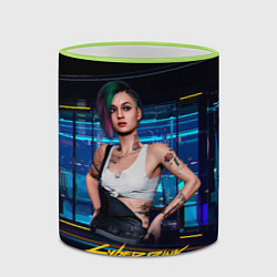 Кружка 3D Judy Джуди Cyberpunk 2077, цвет: 3D-светло-зеленый кант — фото 2