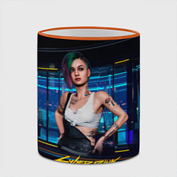 Кружка 3D Judy Джуди Cyberpunk 2077, цвет: 3D-оранжевый кант — фото 2
