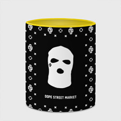 Кружка 3D Узор Black Ski Mask Dope Street Market, цвет: 3D-белый + желтый — фото 2