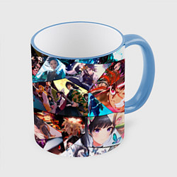 Кружка 3D Kimetsu no aiba Все персонажи, цвет: 3D-небесно-голубой кант