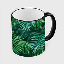 Кружка цветная Tropical plants pattern