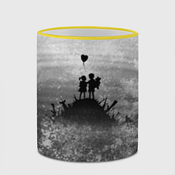 Кружка 3D Бэнкси Дети Любовь Banksy, цвет: 3D-желтый кант — фото 2