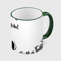 Кружка 3D БЭНКСИ - КРЫСА И СЕРДЕЧКО Брызги, цвет: 3D-зеленый кант